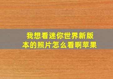 我想看迷你世界新版本的照片怎么看啊苹果