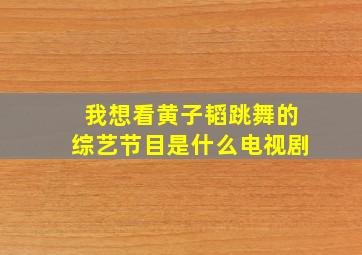 我想看黄子韬跳舞的综艺节目是什么电视剧