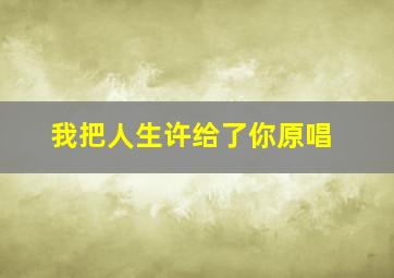 我把人生许给了你原唱