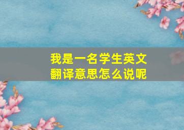 我是一名学生英文翻译意思怎么说呢