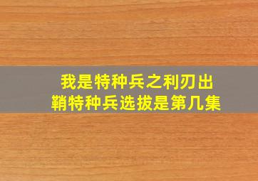 我是特种兵之利刃出鞘特种兵选拔是第几集