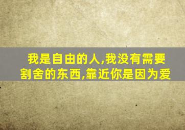 我是自由的人,我没有需要割舍的东西,靠近你是因为爱