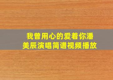 我曾用心的爱着你潘美辰演唱简谱视频播放