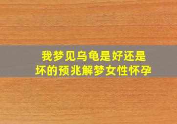 我梦见乌龟是好还是坏的预兆解梦女性怀孕