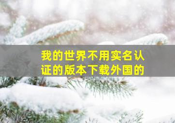 我的世界不用实名认证的版本下载外国的