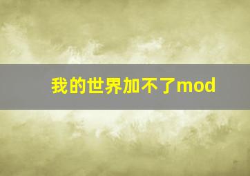 我的世界加不了mod