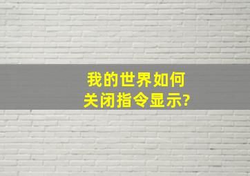 我的世界如何关闭指令显示?