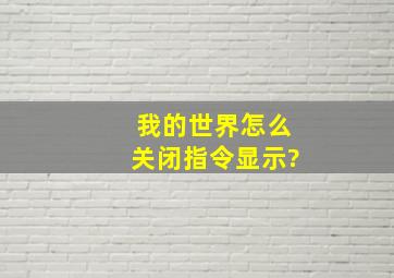 我的世界怎么关闭指令显示?