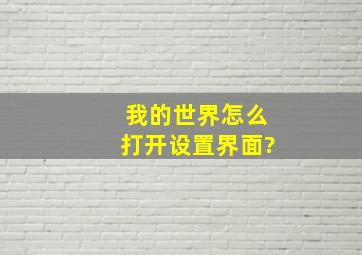 我的世界怎么打开设置界面?