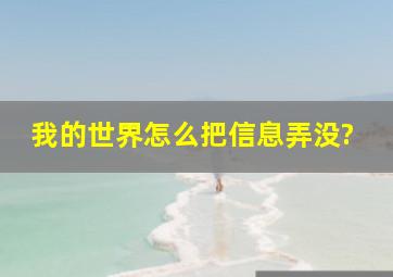 我的世界怎么把信息弄没?