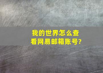 我的世界怎么查看网易邮箱账号?