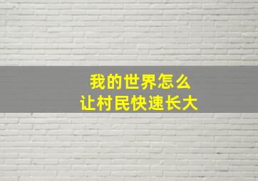 我的世界怎么让村民快速长大