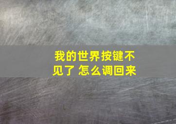 我的世界按键不见了 怎么调回来