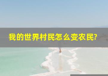 我的世界村民怎么变农民?