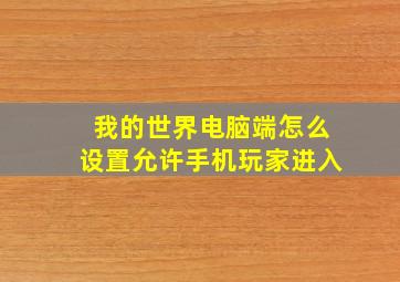 我的世界电脑端怎么设置允许手机玩家进入