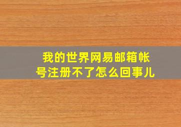 我的世界网易邮箱帐号注册不了怎么回事儿