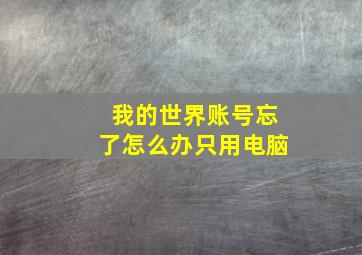 我的世界账号忘了怎么办只用电脑