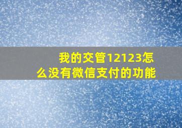 我的交管12123怎么没有微信支付的功能