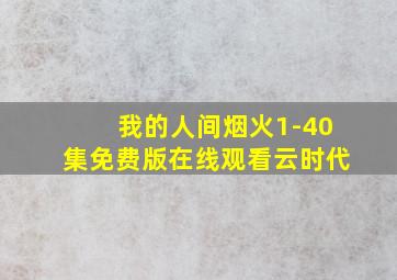 我的人间烟火1-40集免费版在线观看云时代