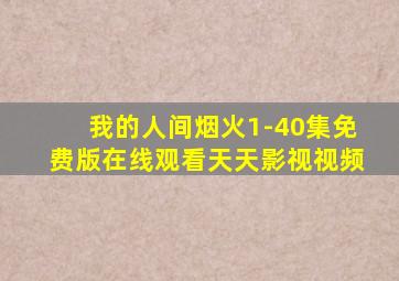 我的人间烟火1-40集免费版在线观看天天影视视频