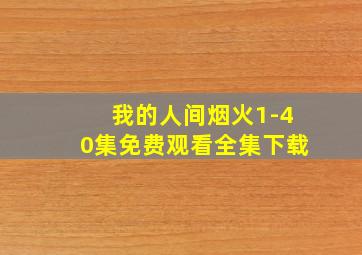 我的人间烟火1-40集免费观看全集下载