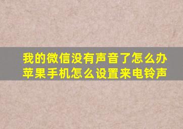 我的微信没有声音了怎么办苹果手机怎么设置来电铃声