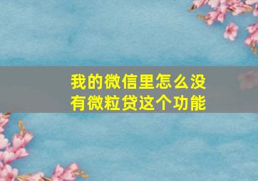 我的微信里怎么没有微粒贷这个功能