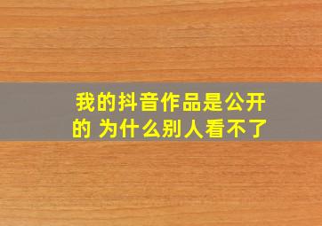 我的抖音作品是公开的 为什么别人看不了