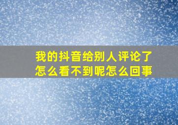 我的抖音给别人评论了怎么看不到呢怎么回事