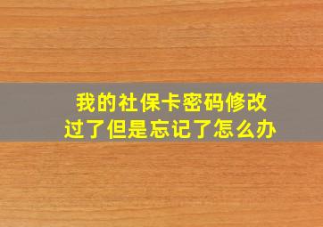 我的社保卡密码修改过了但是忘记了怎么办