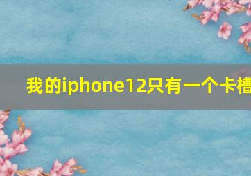 我的iphone12只有一个卡槽