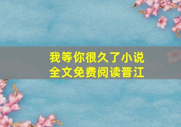 我等你很久了小说全文免费阅读晋江