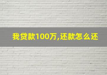 我贷款100万,还款怎么还