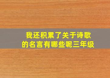 我还积累了关于诗歌的名言有哪些呢三年级