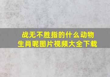 战无不胜指的什么动物生肖呢图片视频大全下载