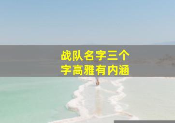 战队名字三个字高雅有内涵