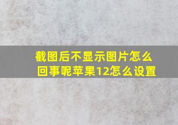 截图后不显示图片怎么回事呢苹果12怎么设置