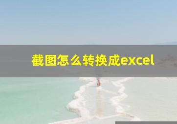 截图怎么转换成excel