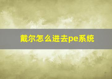 戴尔怎么进去pe系统