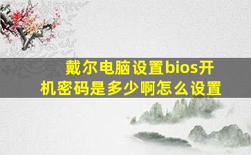 戴尔电脑设置bios开机密码是多少啊怎么设置