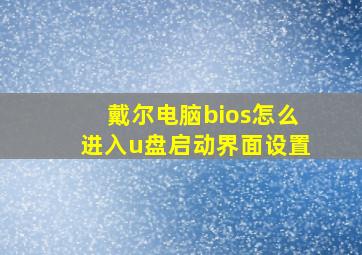 戴尔电脑bios怎么进入u盘启动界面设置