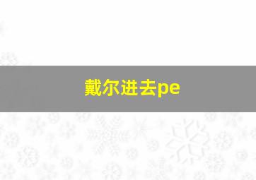 戴尔进去pe