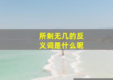 所剩无几的反义词是什么呢