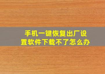 手机一键恢复出厂设置软件下载不了怎么办