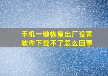 手机一键恢复出厂设置软件下载不了怎么回事