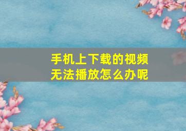 手机上下载的视频无法播放怎么办呢