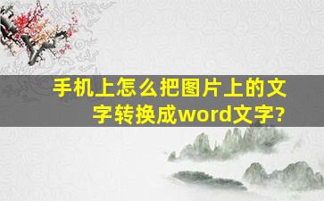 手机上怎么把图片上的文字转换成word文字?