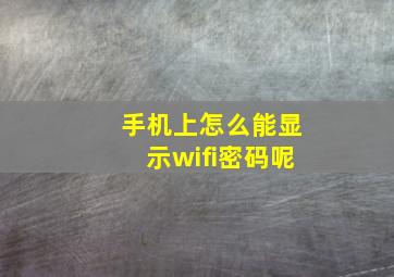 手机上怎么能显示wifi密码呢