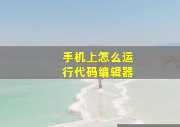 手机上怎么运行代码编辑器