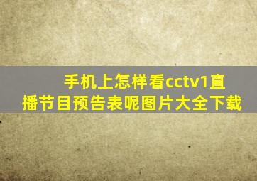 手机上怎样看cctv1直播节目预告表呢图片大全下载